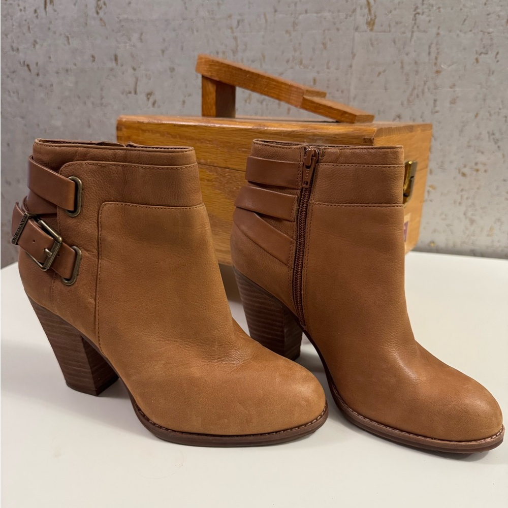 Gianni Bini Tan Ankle Boots with Buckle Detail